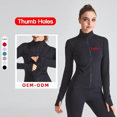 China Latest Design Women High Elastic Long Sleeve Yoga Top Thumb Holes Sports Jacket Sustainable Yoga Jacket for sale