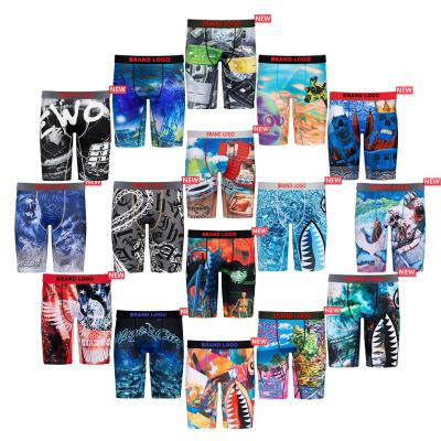 China 2023 Summer Popular Best Selling E-Brand Printing OEM Breathable Men Customized Beach Surf Boxers Shorts Men's Underwear for sale