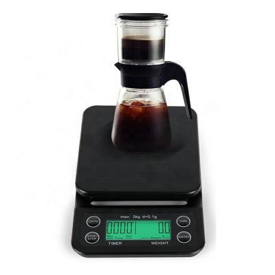 China With Tray Espresso Scale 3kg0.1g LCD Digital Coffee Food Scale Kitchen Bar Timer Home Balance for sale