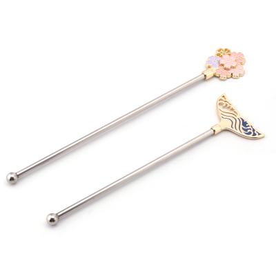 China Viable Stirring Rod Custom Stainless Steel Stirring Metal Cocktail Sticks With Logo for sale