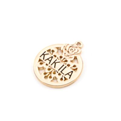 China Custom BOHEMIA Metal Logo Label Tag Embossed Metal Pendant For Jewelry Making for sale