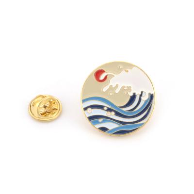 China Custom Metal Europe Island Stone Badge Souvenir Gift Soft Hard Enamel Sandbeach Stone Pin for sale