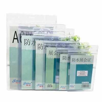 China Chest transparent card exhibition cover PVC identification badge holders U-shaped work ID card cover for sale