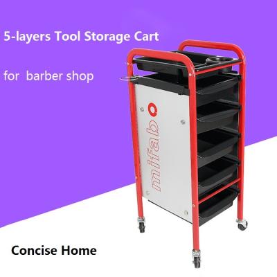 China Storage Hair Salon Tools Concise Home Flat Iron Tool Trolley Mobile Hairdressing Trolley With Five Drawers Bowl And Tool Trolley Storage Moving Dye Trolley for sale