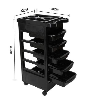 China Storage Hair Salon Tools Concise Home Plastic Salon Trolley Hairdresser Beauty Salon Storage Monochrome Trolley 5-Drawer Storage On Wheels for sale