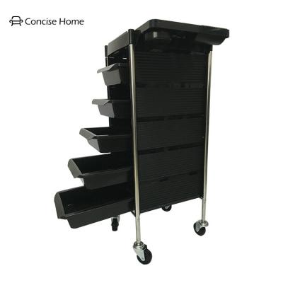 China Storage Hair Salon Tools Concise Home Hairdressing Tool Cart Five-Layer With Hair Dryer Base And Dyed Hair Bowl Cover Mobile Foldable Salon Tool Cart for sale