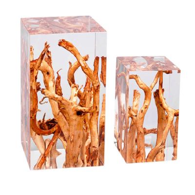 China Modern Light Luxury Living Room Furniture Resin Coffee Table Fashion Acrylic Art Factory Supply Transparent Foshan Resin Chair for sale