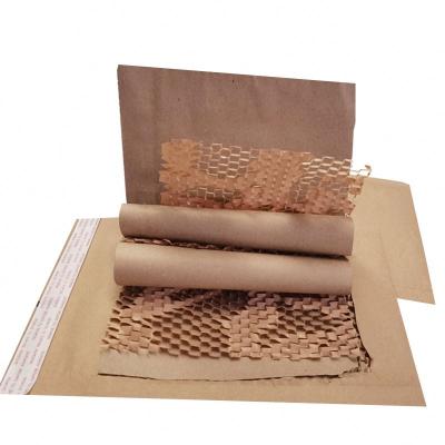 China Recycled Materials Kraft Paper Eco-friendly Pure Paper Honeycomb Padded Kraft Paper Honeycomb Cushioning Wrap for sale