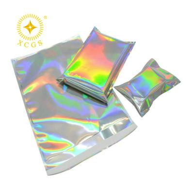 China Custom Large Size Moisture Proof Rainbow Smell Proof Resealable Bags Large Size Holographic Packaging Ad Baggies Bags for sale