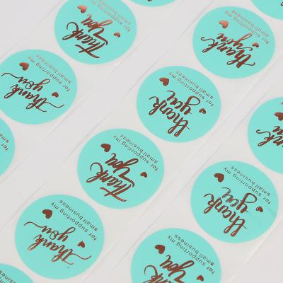 China Waterproof Custom Print Logo Thank You Stickers 500 Pcs 1.5 Inch Roll Self Adhesive Stickers Packaging Small Business Label for sale