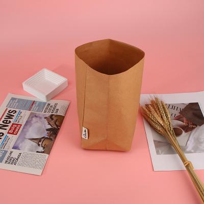 China Wholesale Customized Recyclable Washable Waterproof Durable Printing Logo Brown Kraft Paper Packaging Bag For Fruit for sale