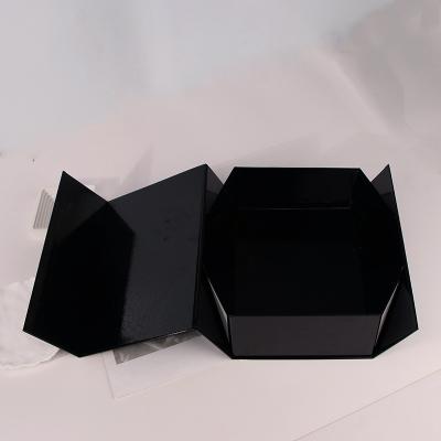 China Recycled Materials Customized Logo Printing Large Size Foldable Magnetic Black Magnet Box Paper Gift Cardboard Boxes For Wedding Clothes for sale