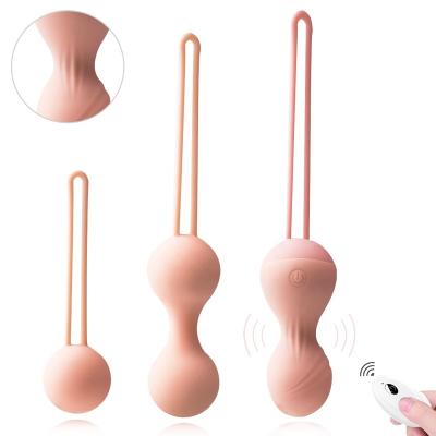 China Tightening Adult Sex Toys 3 Silicone Sex Ben Set Weights With Remote Control Vibrating Kegel Ball Sex Toys Adult Silicone Ball For Women for sale