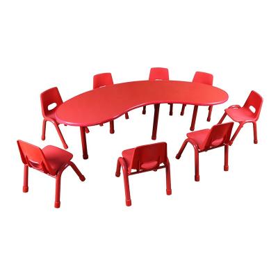 China Hot Sale Kindergarten Preschool Furniture Eco-friendly Kids Furniture Moon Table And Chairs Kids Furniture for sale