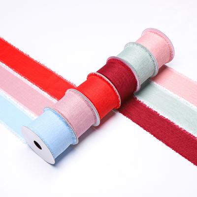 China Solid Color Polyester Edge Ribbon Classic Party Vintage Gift Woven Ribbon for sale