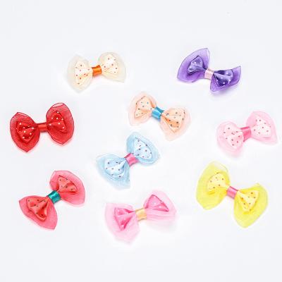 China Sweet Christmas Double Layer Bow Mini Candy Polka Dot Gift Decoration Bow for sale