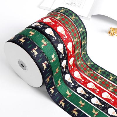 China Wholesale Classic Christmas Gift Ribbon Elks Santa Claus Decorative Ribbon For Party for sale