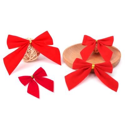 China Morden Hongbin Craft Direct Selling Mini Bow Festival Celebration Decorative Flocking Red Bow for sale