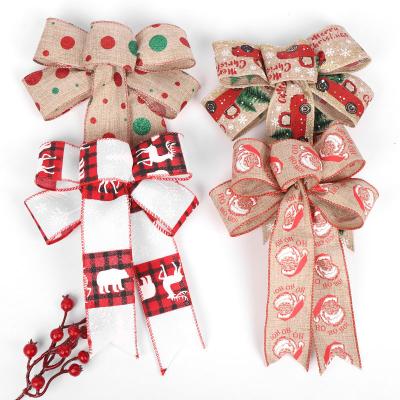 China Wholesale Christmas Dots Santa Claus Wired Ribbon Bows Christmas Home Decoration Factory Christamas For Party Decoration for sale