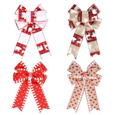 China Wholesale Art Christmas Bow Christmas Ribbon Classic Burlap Cable Bow for Decoration for sale