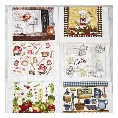 China High quality touch sensitive low price cotton dye printing kitchen set + stocked wholesale kitchen towel for sale