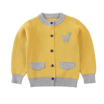 China New fashion children's clothing boutique wool fleece long sleeve plain knitted sweater cardigan anti-shrink for sale