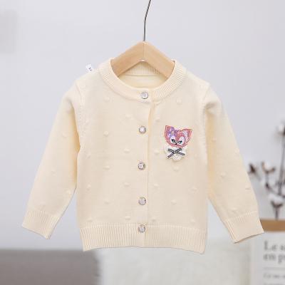 China All Anti-Shrink Customize Kids Knitwear Winter Kids Sweater Decline Collar Pink Oversized Floral Babies Knit Cardigan for sale