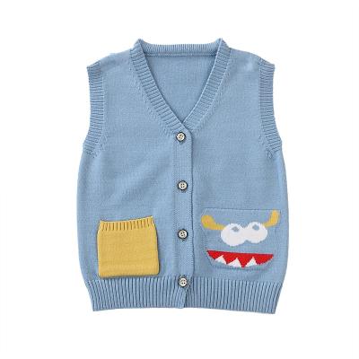 China New baby boys' western vest anti-shrink knitted infant spring and autumn cardigan sweater for sale