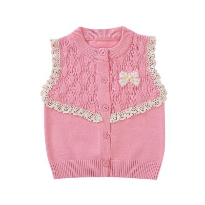 China Manufacturer Knitted Custom Kids Pattern Sleeveless Sweater Children's Vest Anti Shrink Knit Vest Baby Sweater With Small Ornament for sale