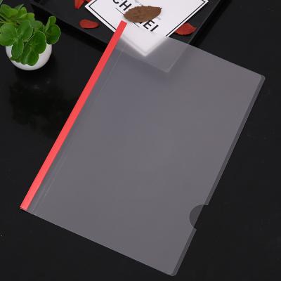 China 50-100 Sheets Office A4 PP Documents Folder Stationery Clear Pull Rod Clip Transparent Folder for sale