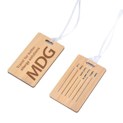 China Eco-friendly Material Hot Selling Clear Natural Bamboo Suitcase Baggage Accessories Custom Logo Suitcase Tag For Travel for sale