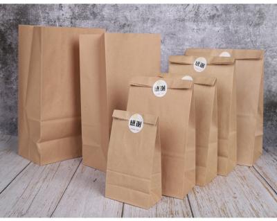 China Recyclable Custom Recycled Oilproof Food Square Bag Kraft Paper Bag Packaging Bottom Bag for sale