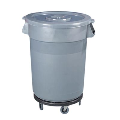 China Sustainable Plastic Round American Style Trash Can Garbage Bin Cart With Lid for sale