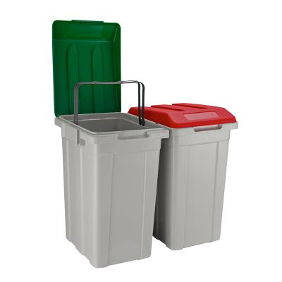 China Factory direct sales Movible 45L rectangular household plastic trash can of public places with cover for sale