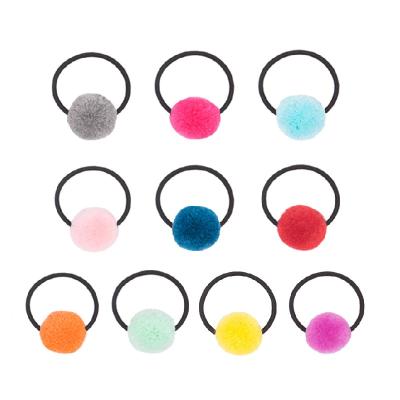 China Luminous Pom Pom Hair Accessories Elastic Band Rubber Bands Purpose Color Babies Fur Pompom Hair Tie Multifunctional Gum for sale