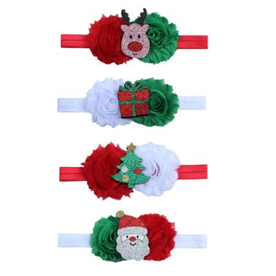 China Babies Christmas Flower Hair Accessories Kids Handmade New Year Headbands for sale