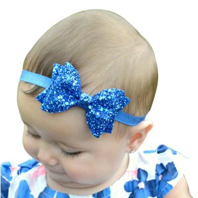 China Girls Friendly Kids Sequins Newly Design Material Large Bow Headbands Hair Bands Hair Accessories for sale