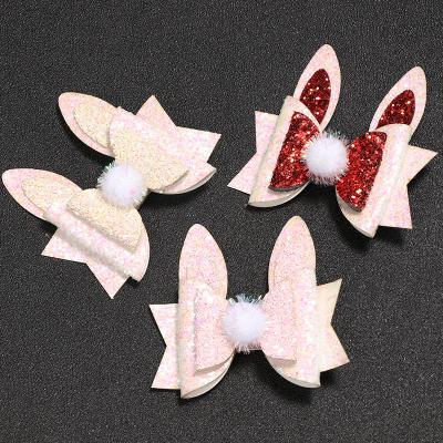 China Multifunctional Ear Bunny Bow Clips Hair Accessory Easter Bunny Hair Clip Glitter Rabbit from Purpose Babies for sale