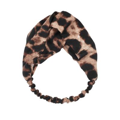 China Cheetah Leopard Friendly Material Cross Knotted Elastic Headband Haar Hair Accessories Headwrap Ties Headbands Women Turban Headband Retro for sale