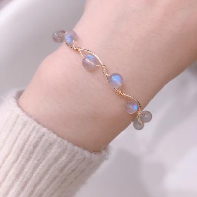 China Eco-Friendly Natural Raw Moonstone Gems Gems Rainbow Moonstone Rainbow Bracelet for sale