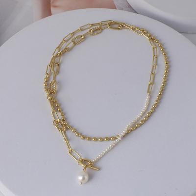 China Eco-friendly Hot Selling Multi Chain Necklace Pearl Necklace With Multi Layer Necklace Chain Pendant for sale