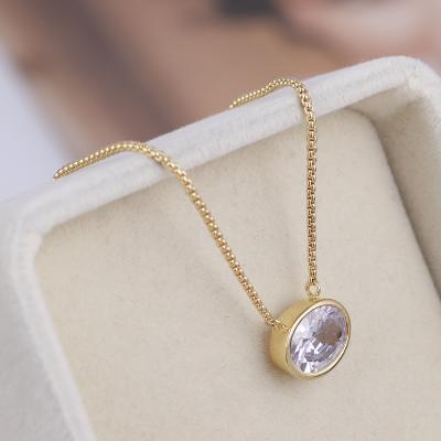 China Wholesale Environmentally Friendly Adjustable Oval Pendant Necklace Women's Fashion Jewelry Mum Necklace Cubic Zirconia for sale