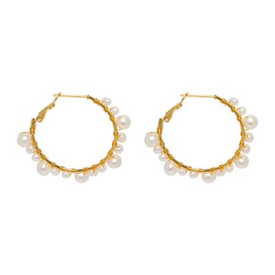 China 2021 hot sale eco-friendly freshwater pearl pearl earrings circle earrings with cheap price for sale