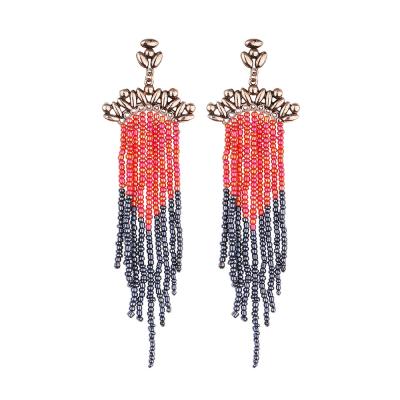 China 2021 New Fashion Eco-friendly Style Beaded Tassel Earring For Women for sale