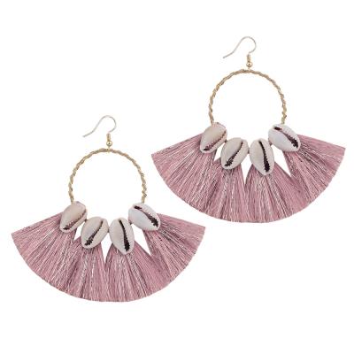 China Pretty eco-friendly design shell tassel circle earring with factory direct sale price for sale