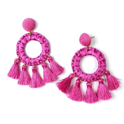 China Eco-friendly New Design Handmade Colorful Braided Earrings Jewelry Tassel Earrings for sale