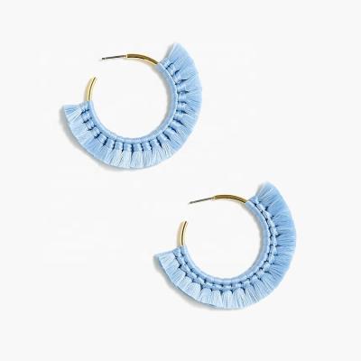 China Eco-friendly Tassel Earrings Polyester Ring Material Fashion Circle Earrings for sale