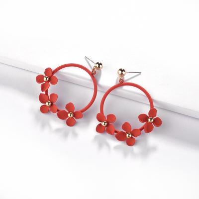 China Flowers 2021 Eco-friendly Fashion Colorful Circle Shaped Ladies Earring for sale