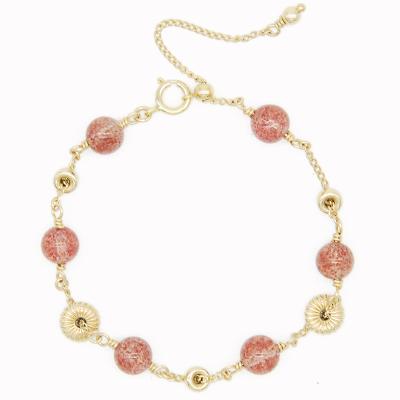 China Elegant Rose Quartz Adjustable Chain Bracelet Crystal Gemstone Bracelet for sale