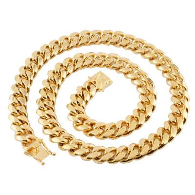 China New Gold Vintage Titanium Cuban Chain Trendy Hip Hop Steel High Quality Necklace All Match Alloy Necklace for sale